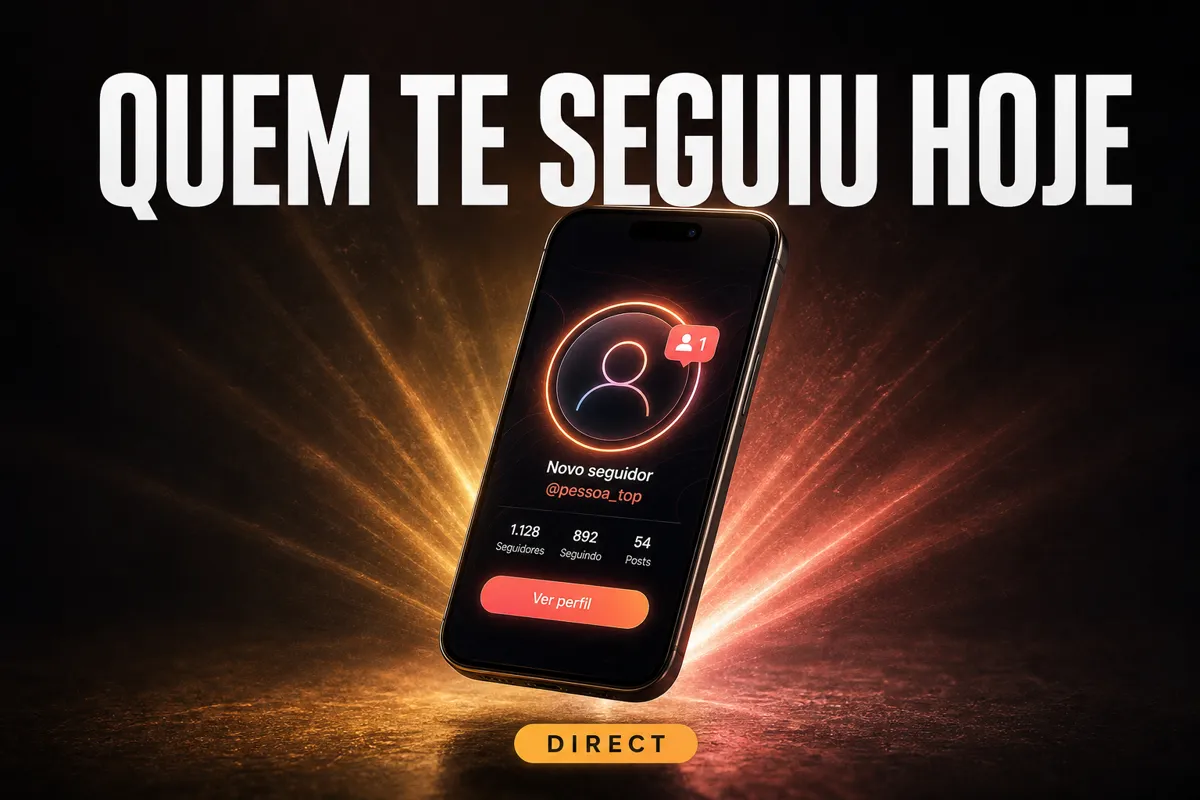 Celular escuro com notificação de novo seguidor